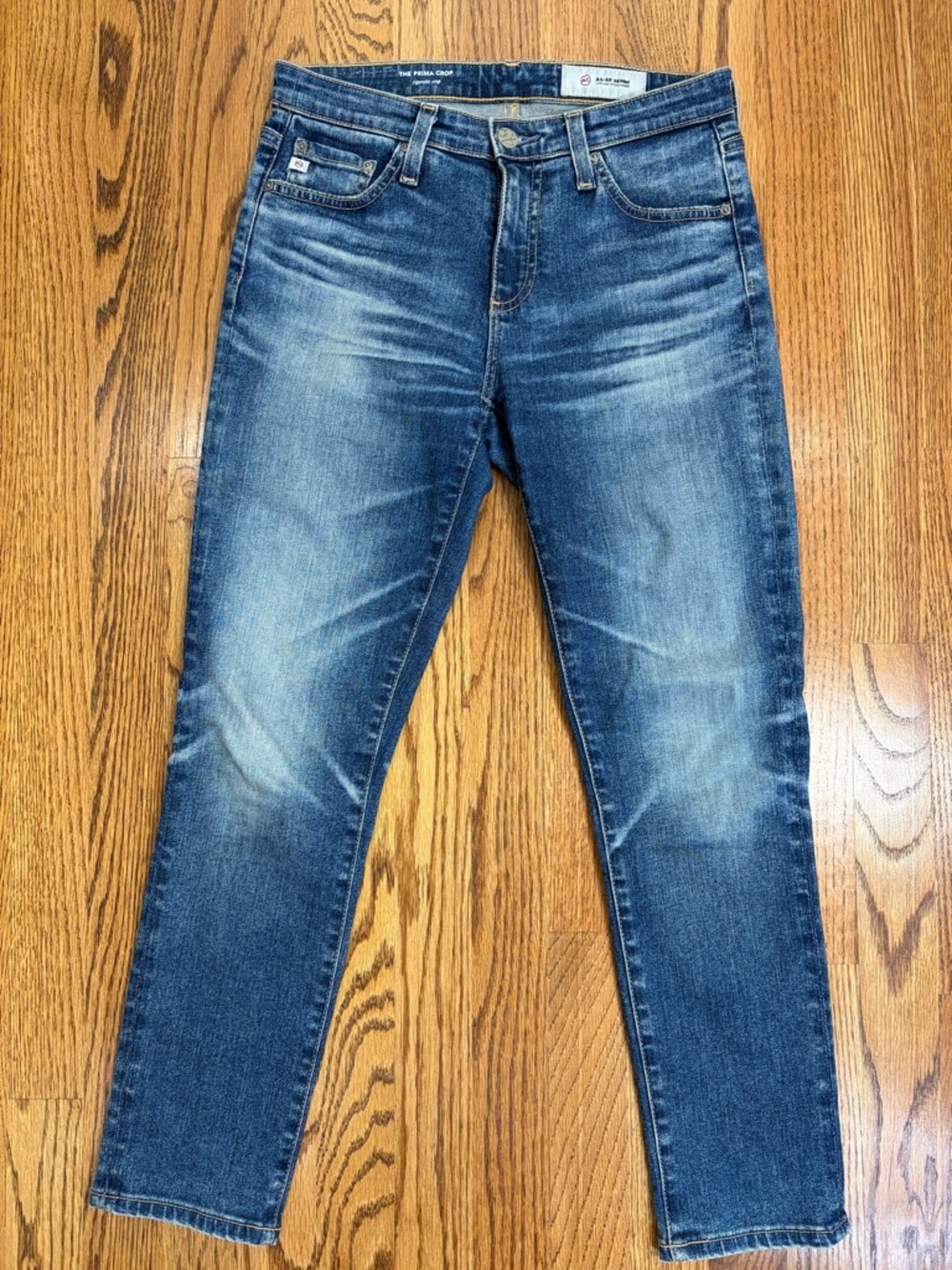AG The Prima Cigarette Crop Dark Blue Denim Skinny Jeans